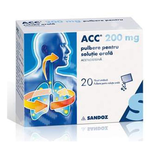 ACC 200 mg pulbere pentru solutie orala, 20 plicuri, Sandoz